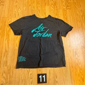 Retro Air Jordan Black and Teal T-Shirt XL